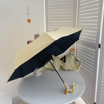 可爱鸭鸭头雨伞晴雨两用太阳伞女防晒防紫外线创意折叠遮阳伞黑胶