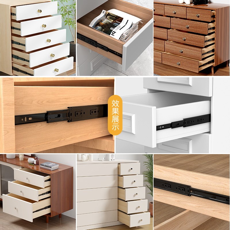 抽屉滑道缓冲轨道阻尼橱柜衣柜导轨三节静音电Q脑键盘托架滑轨加