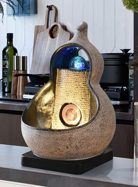 福禄流水生财摆件客厅o玄关循环水景装饰风水轮酒店喷泉开业乔迁