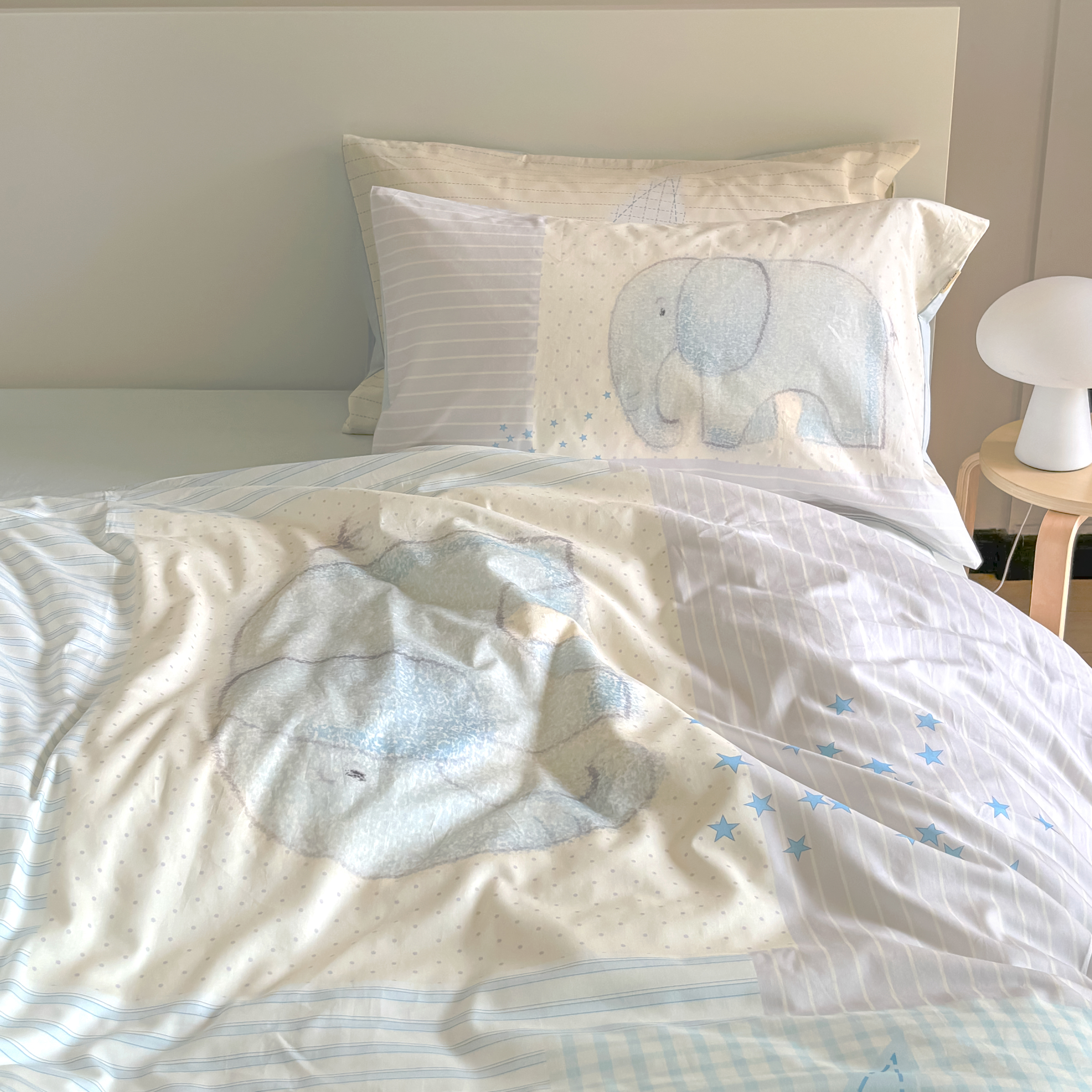 loomiisle小众原创设计星星小象100棉高密全棉四件套