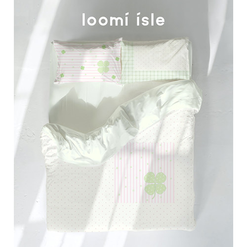 loomiisle小众原创设计粉绿四叶草100棉高密全棉四件套