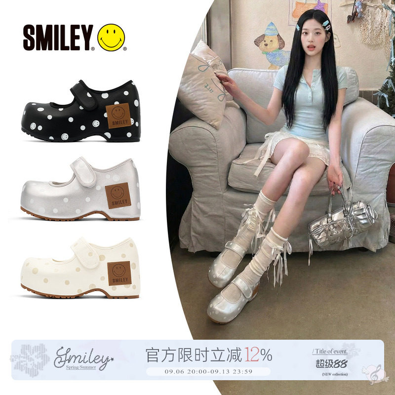 SMILEY笑脸厚底增高浅口玛丽珍鞋图片