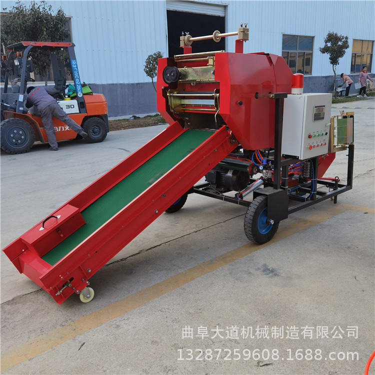 青贮面包草打包机 青储饲料加工机器 圆包面包草机械
