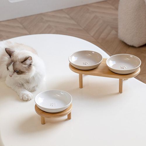 姜小宠陶瓷狗碗猫狗狗食盆猫粮碗猫碗水碗宠物双碗加高架护颈椎