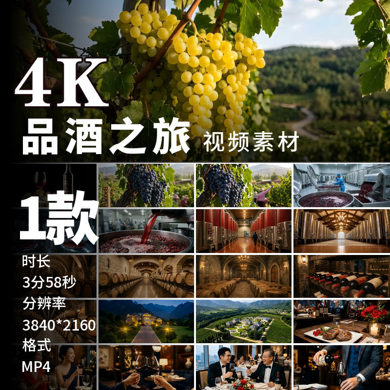 高清葡萄酒酿造红酒品鉴宴会酒庄酒窖香槟酒会橡木桶发酵视频素材