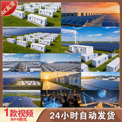 高清光伏储能电站锂电池储能柜绿色能源清洁环保碳中和视频素材