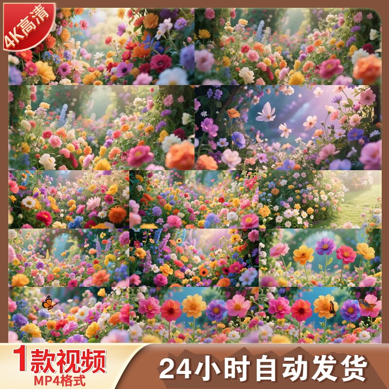 高清繁花似锦梦幻花园花海蝴蝶飞舞阳光盛开唯美自然视频素材