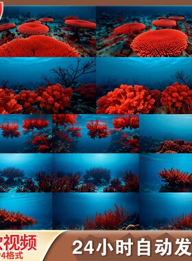 高清深海红色珊瑚海底世界特写震撼鱼群游泳野生动物视频素材