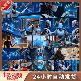 高清AI机器人金融投资交易智能系统量化自动化程序交易大视频素材