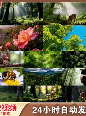高清绿色生态森林航拍山水风光草原树木植被自然景观原始视频素材