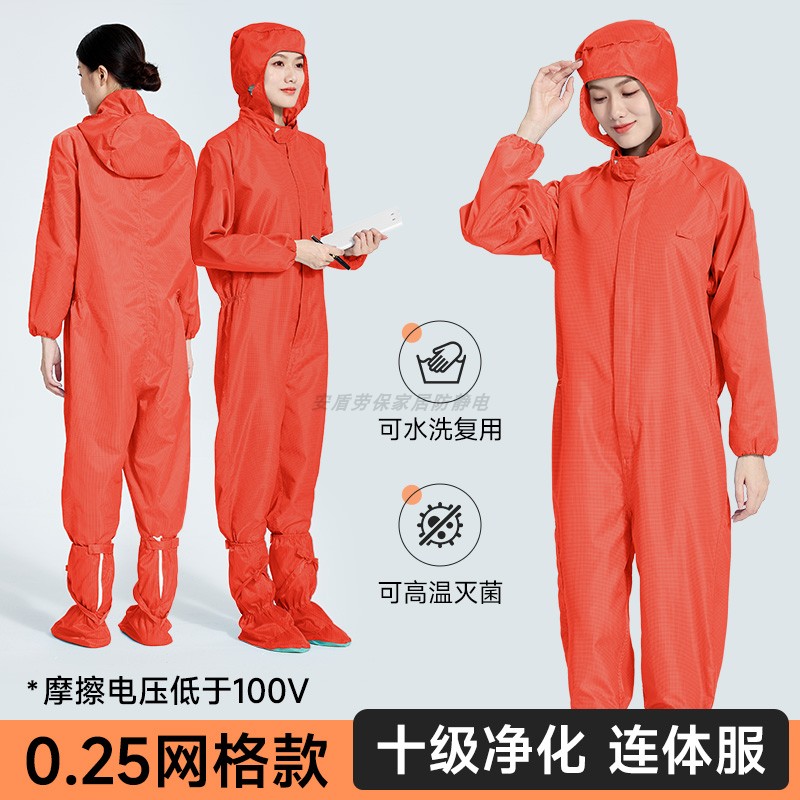 0.25网格直拉链防尘静电服