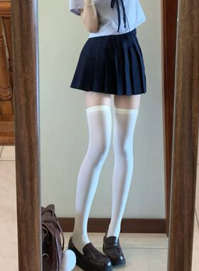 韩系黑色小腿袜女天鹅绒春夏薄款中筒袜丝袜长筒白色jk袜子过膝袜