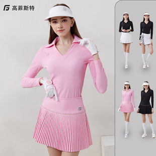 服装 春秋季 女 女golf女装 弹力上衣女裙子套装 高尔夫网球长袖 女修身