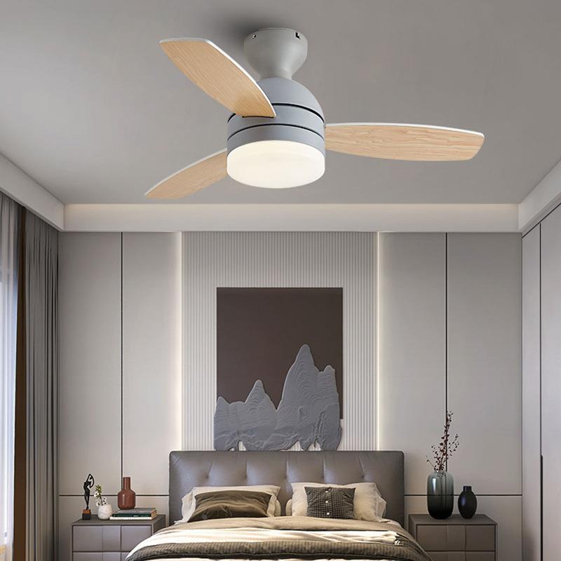 儿童木叶灯北欧简约客扇厅餐厅灯一体电风扇194吊灯跨境智能遥控