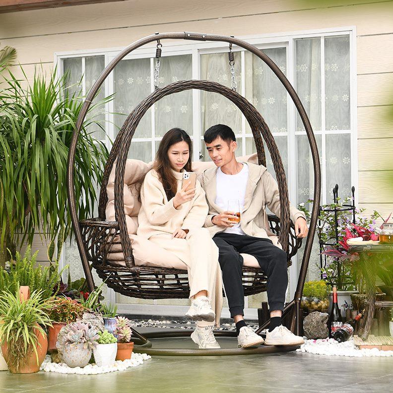 网红休闲编吊篮吊椅室外阳台户外摇篮椅秋千双人吊篮藤室内