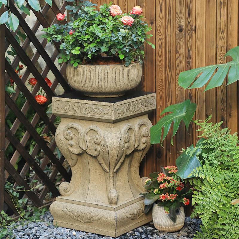 户外庭院仿石墩凳摆件花园别墅门口花盆盆景底座室内落地装饰造景
