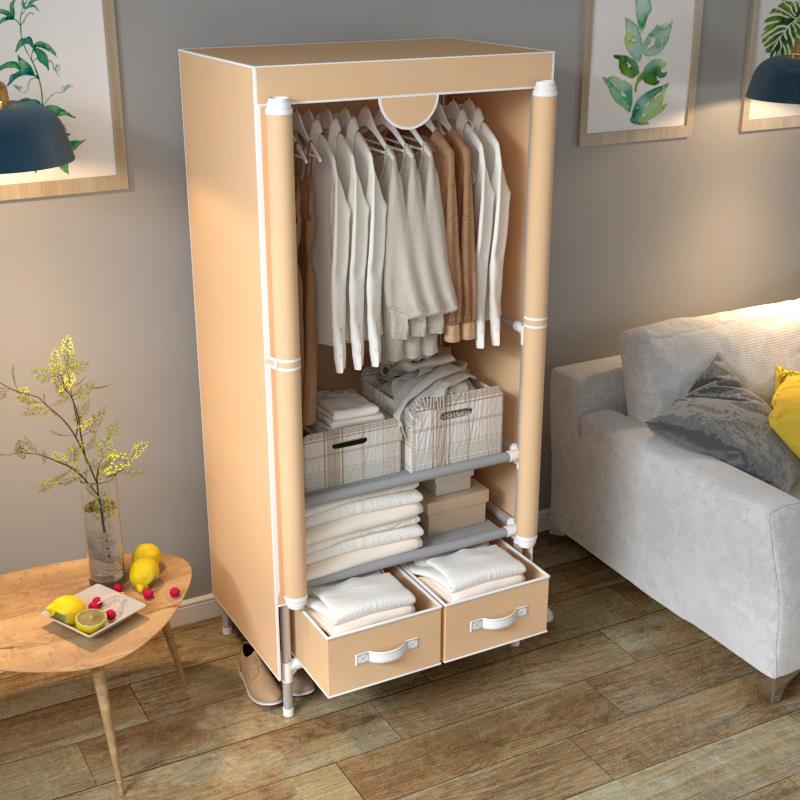 布衣柜卧室家用挂衣简易宿舍收纳防尘单人结实耐用加固出租屋衣橱