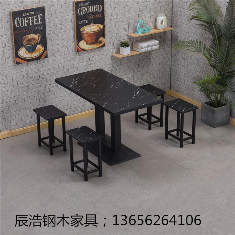 简易快餐桌椅组合小吃店饭店桌椅经济型咖啡厅食堂面馆中式餐厅桌