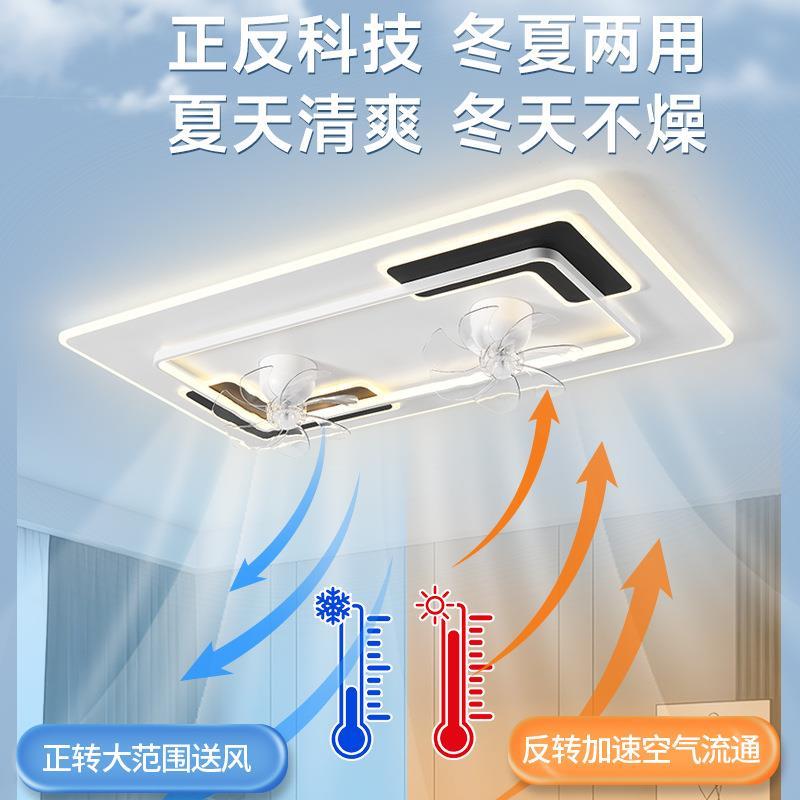 客厅灯家2024年餐新款风扇灯代简约714主卧厅吸顶电现扇灯语音摇