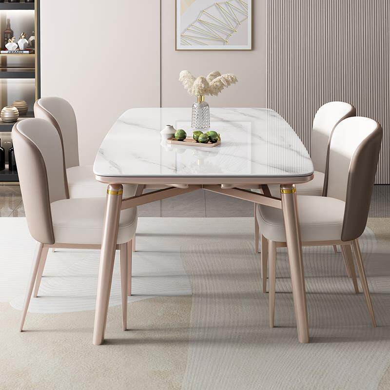 轻奢岩板实木餐桌椅组合现代简约小户型家用伸缩折叠方圆两用桌子