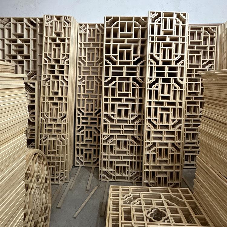 实木花格东阳木雕彷古门窗镂空悬吊式天花板隔断屏风新中式木格栅