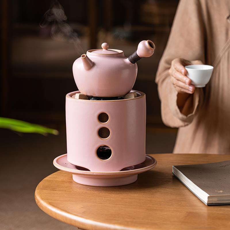 围炉煮茶烤火炉子茶炉煮茶炭炉陶罐煮茶罐粉色少女小清新家用碳炉