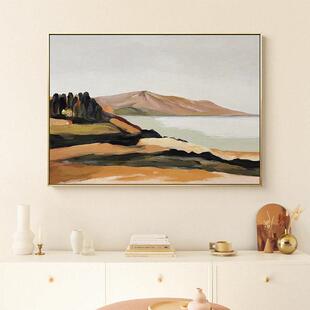 北欧风景客厅装饰画山脉湖泊艺术壁画卧室床头挂画酒店大厅巨幅画