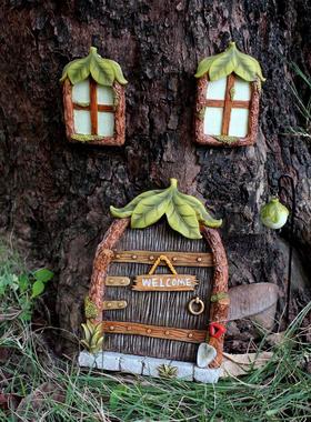 户外摆件树叶门窗挂件庭院花园树脂夜光小门窗树挂装饰品荧光礼物