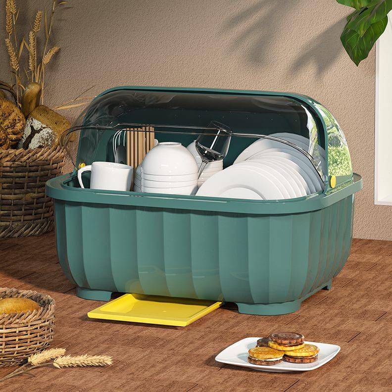 装碗筷收纳箱沥水碗架厨房盒盘子碗碟碗盘收纳架餐具柜带盖碗放碗