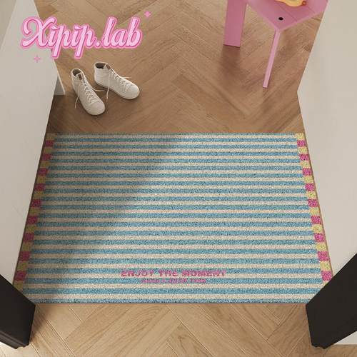 xipiplab韩系条纹入户门垫多巴胺家用丝圈进门蹭脚除尘地垫玄关垫