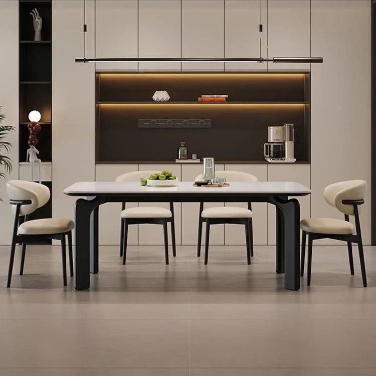 笨象腿餐桌岩板餐桌椅组合家用小户型现代简约覆古长方形饭桌网红