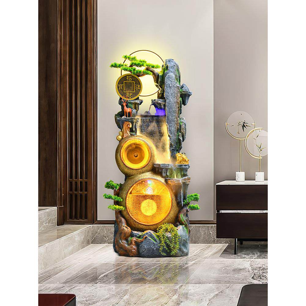 葫芦流水摆件循环水客厅假山落地装饰水景观办公室开业招财风水轮