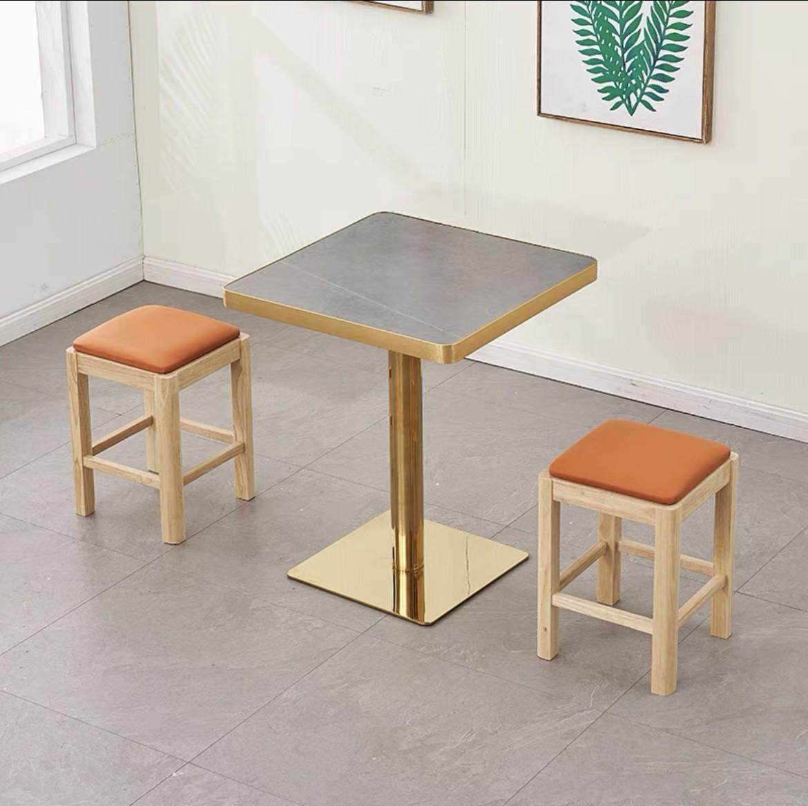 咖啡汉堡实木快餐餐饮边方桌岩小吃桌椅包金商用板圆饭店椅凳