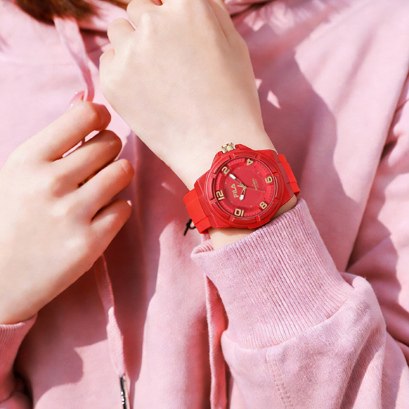 FILA斐乐女生初高中手表考试静音石英表只看时间学生手表防水6730