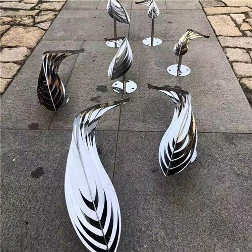 不锈钢鱼摆件户外水池装饰售楼处酒店水景雕塑金属镜面鱼群工艺品