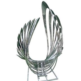 不锈钢抽象翅膀雕塑定制户外创意金属售楼部小区羽翼凤尾摆件景观