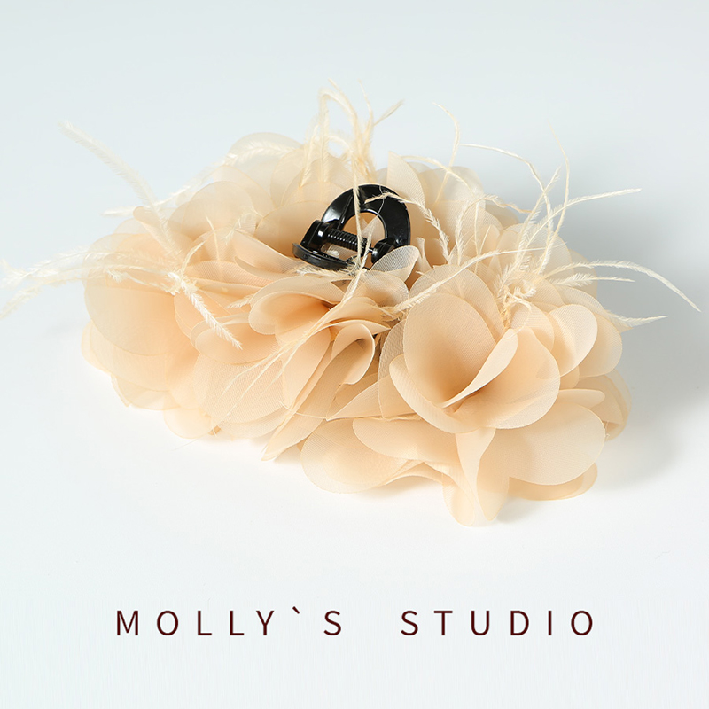 韩系繁花锦簇鲨鱼抓夹高雅仙气发夹顶夹发圈气质百搭春夏出行发饰