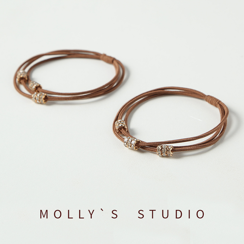 多股高弹力轻奢水钻头绳2024新款简约气质耐用发圈小众高级感发绳