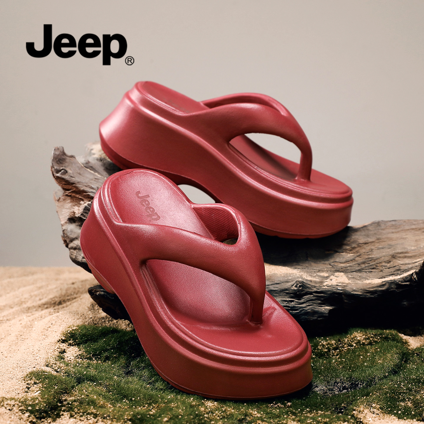 【明星同款】JEEP吉普冬季人字拖
