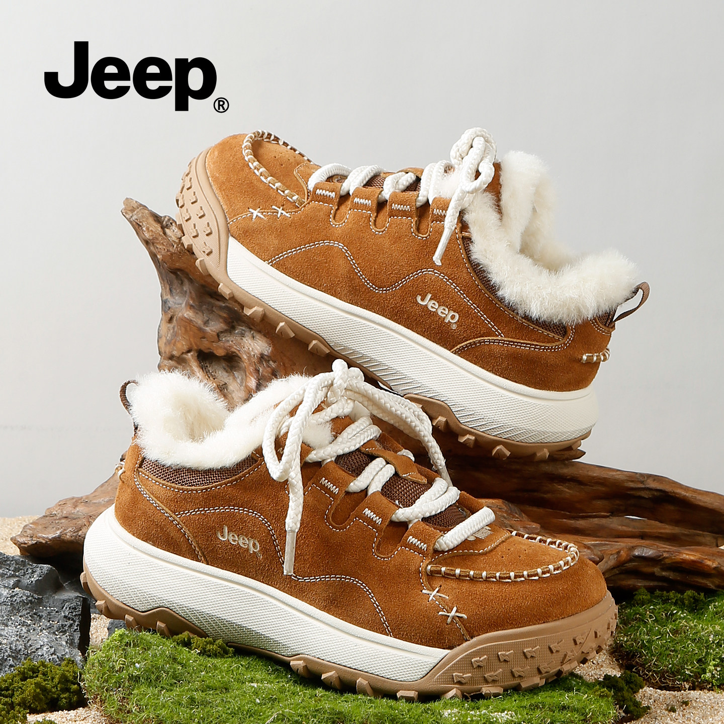 JEEP女鞋冬季棉鞋女冬2025新款加绒运动鞋保暖加厚冬鞋厚底雪地靴,女鞋,时尚雪地靴,淘宝优惠券,粉丝福利购,淘宝优惠卷