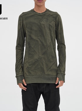 11 BY BBS F-1220水洗绿色纯棉LOGO圆领卫衣