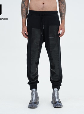 11 BY BBS P3 F-1201 黑色纯棉LOGO运动裤