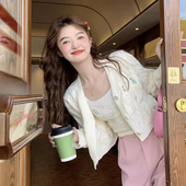 背心吊带短款 范雯雯 甜美绣花针织开衫 韩版 毛衣两件套女 糯米甜酒