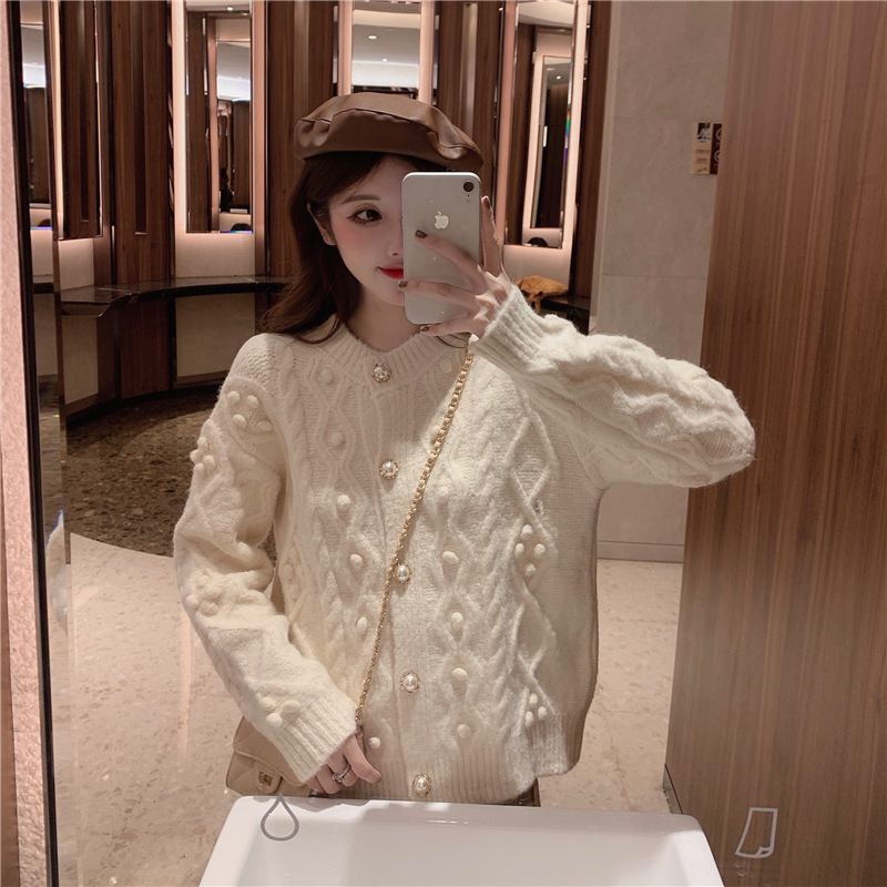 雯雯球球慵懒风设计感针织开衫