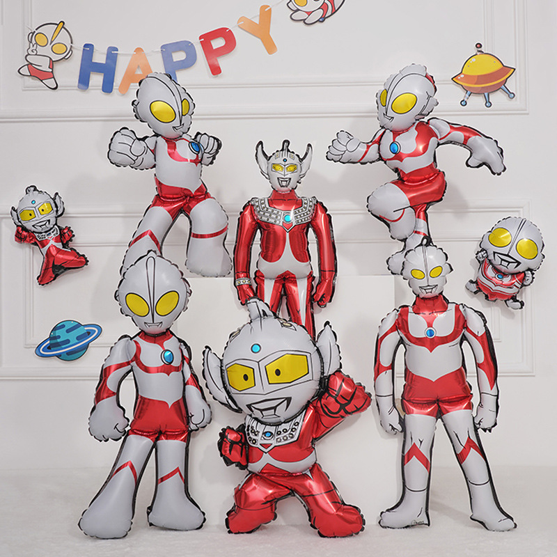 正版生日气球超人拳击泰罗奥特曼卡通铝膜气球儿童派对布置装饰品