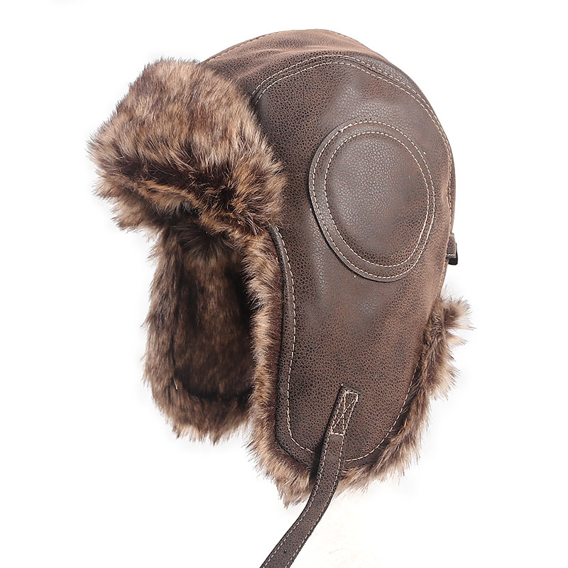 极速Men's Winter Hat Ushanka Trapper Bomber Hat Men  Soft Le