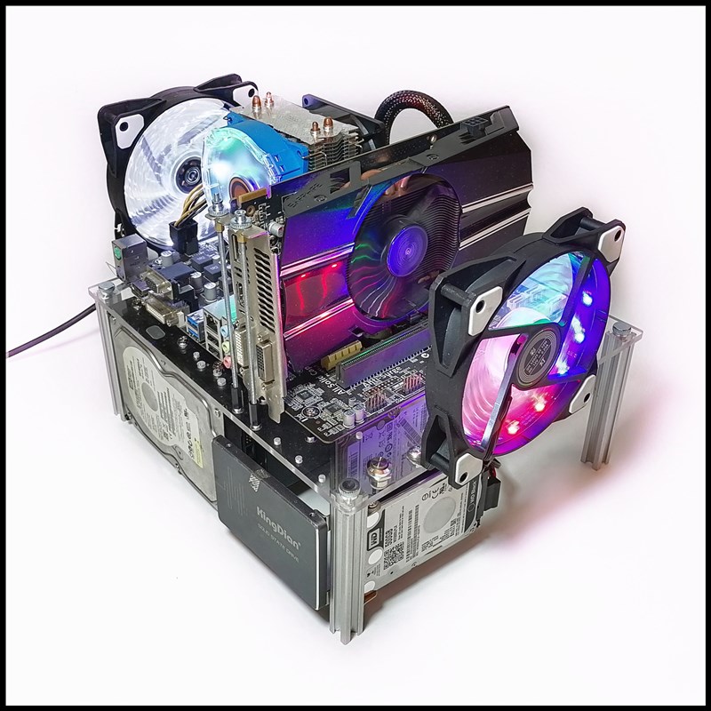 台式matx电脑机箱透明亚克力板玻璃全透atx简约开放式主板托架