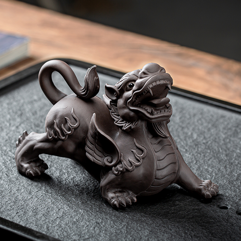 紫砂貔貅b茶宠精品可养手工个性茶玩招财镇宅茶道茶具配件茶桌摆