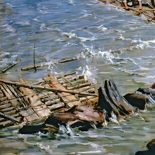 强渡乌江-油画微喷长o征红军解放军渡江战役 战争题材画芯装饰挂