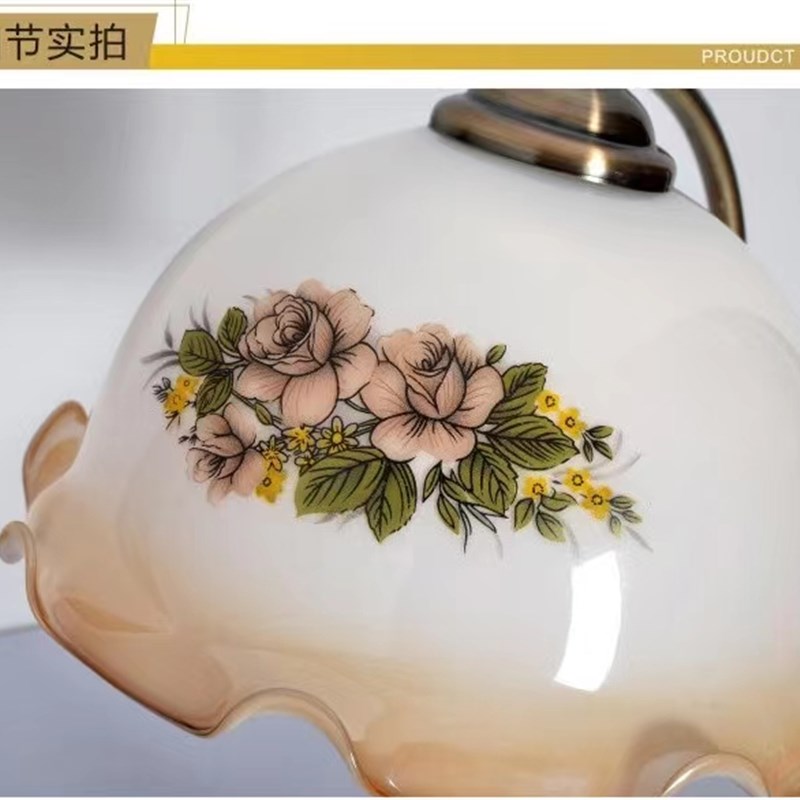 民国复古老d上海卧室床头台灯落地灯大号印花玻璃灯罩配件厂家直